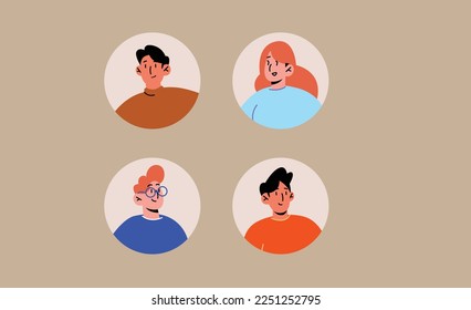 face avatar illustration with different colored dress