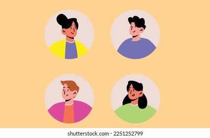 ilustración de avatar facial con vestido de color diferente