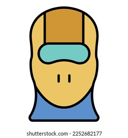 Face balaclava icon. Outline face balaclava vector icon color flat isolated on white