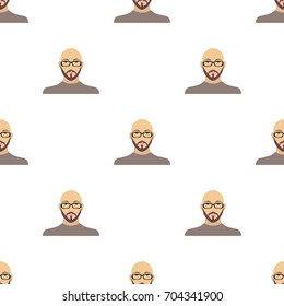 The face of a bald man with glasses, with a beard and mustache. The face of a man single icon in cartoon style vector symbol stock illustration web.