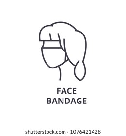 face bandage thin line icon, sign, symbol, illustation, linear concept, vector 