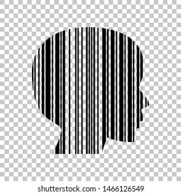 Face Barcode sign. Black icon on transparent background. Illustration.