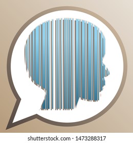 Face Barcode sign. Bright cerulean icon in white speech balloon at pale taupe background. Illustration.