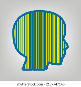 Face Barcode sign. Icon in colors of Ukraine flag (yellow, blue) at gray Background. Illustration.