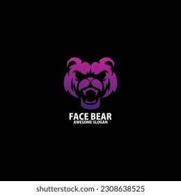 face bear logo design gradient color