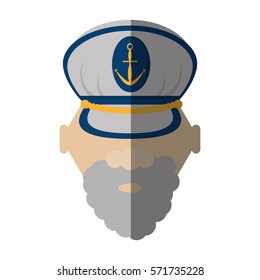 face beard captain cap anchor boat shadow vector illustration eps 10