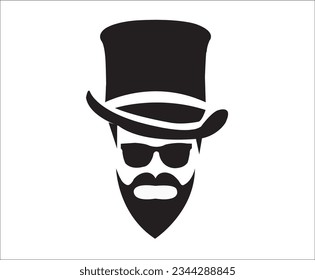 Face With Beard Moustache And Glasses Vector
