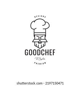 face bearded with hat chef logo design