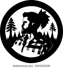 Face of a bearded lumberjack. Head of a worker man in flat silhouette style. Lumberjack vector stock image.