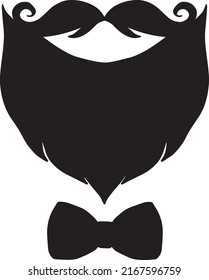 Face of a bearded man, hipster character. Fashion silhouette, avatar, emblem, badge, label. Vector illustration.