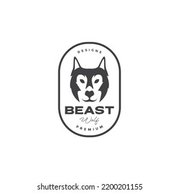 face beast wolf vintage badge logo design