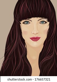 Face of a beautiful brunette woman with self-confident attitude