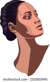 The face of a beautiful girl with a braid