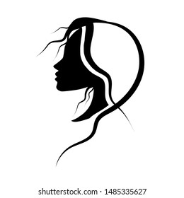 The face of a beautiful girl profiled. Vector illustration