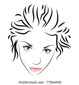 Face of beautiful girl - vector. Easy to edit.