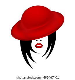 The Face Of A Beautiful Woman In A Red Velvet Hat
Female Sketch With Sensual Red Lips And Black Short Hair