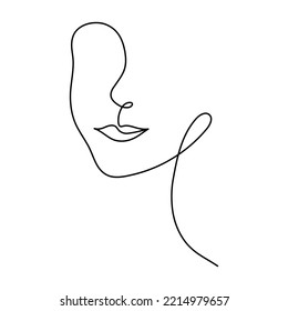 The face of a beautiful woman in the style of line art. vector illustration