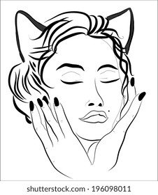 Face of a beautiful woman-cat  