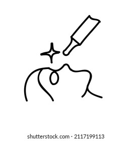 face beauty laser treatment icon black and white vector illustration. Editable outline stroke.