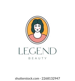 face beauty legend women female skincare hair care luxury badge retro logo design vector