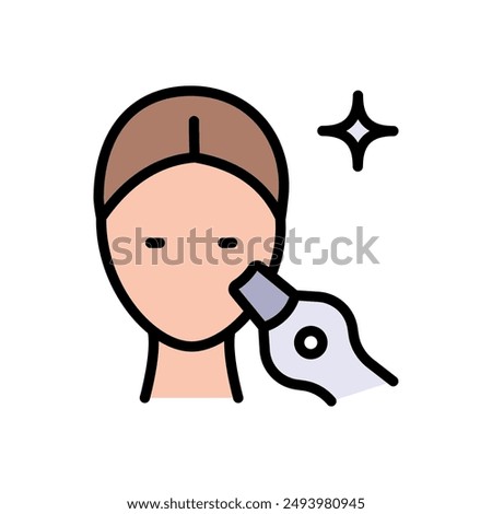Face and Beauty Peeling Device. Ultrasonic Facial Skin Scrubber. Face Spatula for Blackhead Removal, Pores Cleaner and Wrinkle Remover. Skin Treatment Color Symbol. Isolated Vector Illustration.