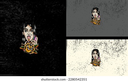 face beauty women and flowers vector mascot design