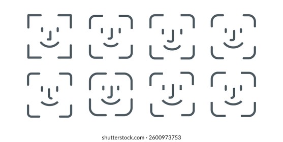 Face biometric icon design set. vector. face icons recognition password security symbol illustration