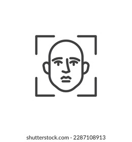 Face biometric identity line icon. linear style sign for mobile concept and web design. Facial recognition outline vector icon. Symbol, logo illustration. Vector graphics