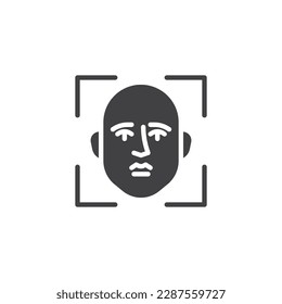 Face biometric identity vector icon. filled flat sign for mobile concept and web design. Facial recognition glyph icon. Symbol, logo illustration. Vector graphics