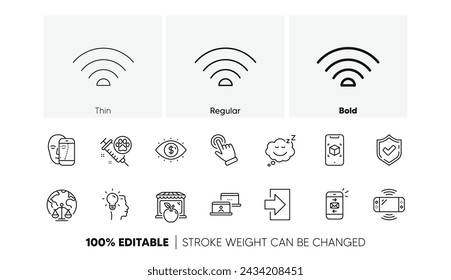 Face biometrics, Game console and Sleep line icons. Pack of Cursor, Idea, Confirmed icon. Login, Magistrates court, Outsource work pictogram. Mail, Business vision, Dog vaccination. MarketWifi. Vector