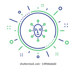 Face biometrics line icon. Facial recognition sign. Head scanning symbol. Quality design elements. Technology face biometrics button. Editable stroke. Vector