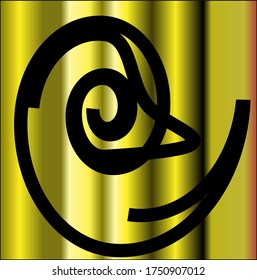 
The face of a bird in the golden background