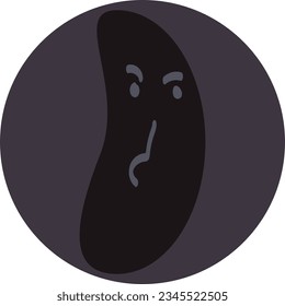 Face in black cartoon illustration, vector