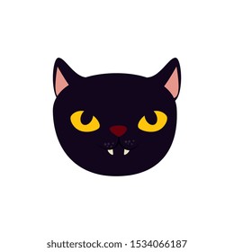 face of black cat halloween isolated icon vector illustration design