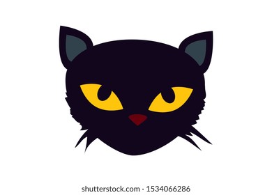 face of black cat halloween isolated icon vector illustration design