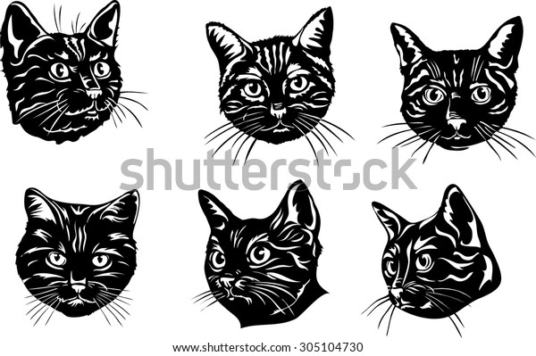 黒猫の顔 猫の顔のベクター画像 猫 ポートレート 黒い猫のシルエット ベクターイラスト のベクター画像素材 ロイヤリティフリー