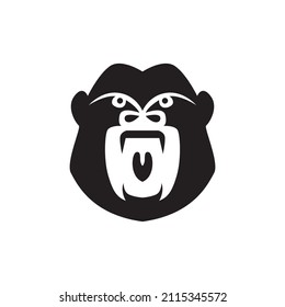 Face Black Gorilla Flat Roar Logo Design, Vector Graphic Symbol Icon Sign Illustration