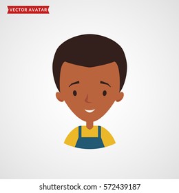 Face of black man. Cute avatar. Vector icon isolated on white background.