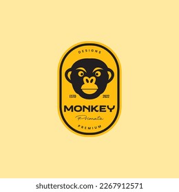 face black primate ape monkey badge vintage logo design vector icon illustration