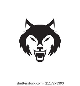 Face Black Wolf Or Siberian Husky Howl Logo Design, Vector Graphic Symbol Icon Sign Illustration