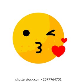 Cara que sopla un emoticono del beso con los corazones Pequeños - icono del Vector