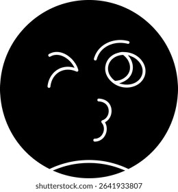 Face Blowing a Kiss Glyph Vector Icon Design