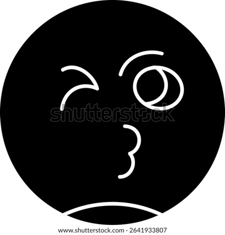 Face Blowing a Kiss Glyph Vector Icon Design