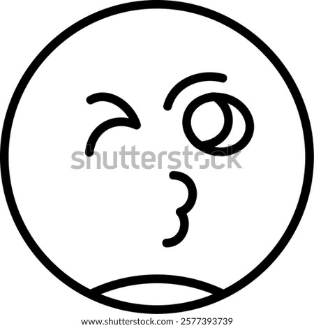 Face Blowing a Kiss Line Vector Icon Design