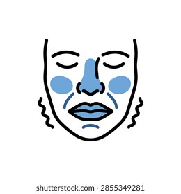 Face with Blue Lips and Cold Expression for Freezing Temperature Icon