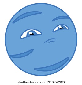 Face of the blue planet of our solar system called Neptune vector color drawing or illustration 