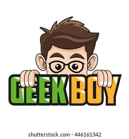 face of boy behind words icon