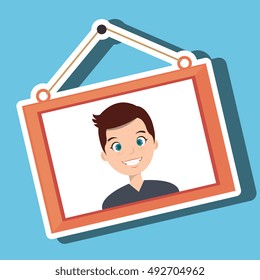 face boy framed picture hanging