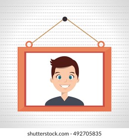 face boy framed picture hanging
