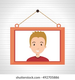 face boy framed picture hanging
